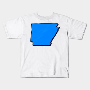 Bright Blue Arkansas Outline Kids T-Shirt